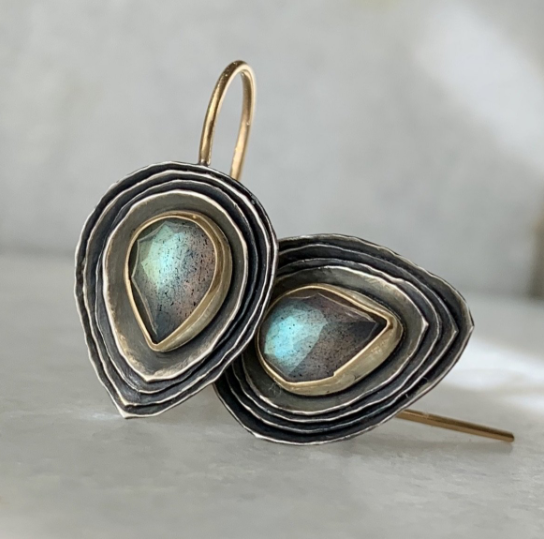 Teardrop Cusp Earrings with Labradorite